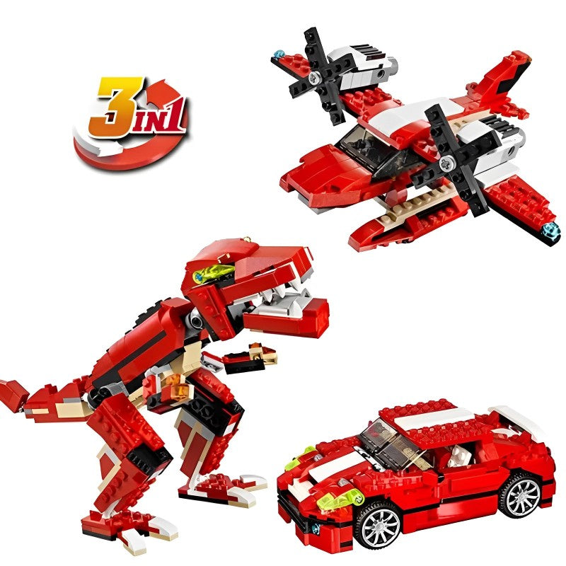 374Pcs Architect Bricks 3 In 1 Dinosaur Car Airplane Building Blocks Set