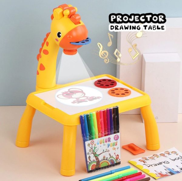 Mini Art Drawing Board LEDs Projector Light Toy Children Kids Painting Table Small Desk (random Color)