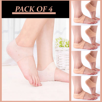 Set Of 4 Pairs Silicone Gel Moisturizing Heel Socks -Unisex Foot Protectors With Shoe Cushion For Cracked Heel Pain Relief