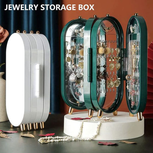 Jewellery Box Organiser With Mirror – Foldable Exquisite Dustproof